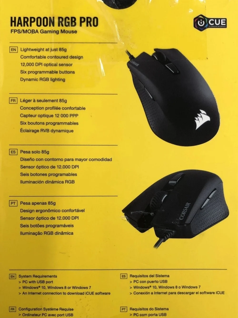 Corsair Harpoon RGB Pro Black Gaming Mouse Excellent Condition